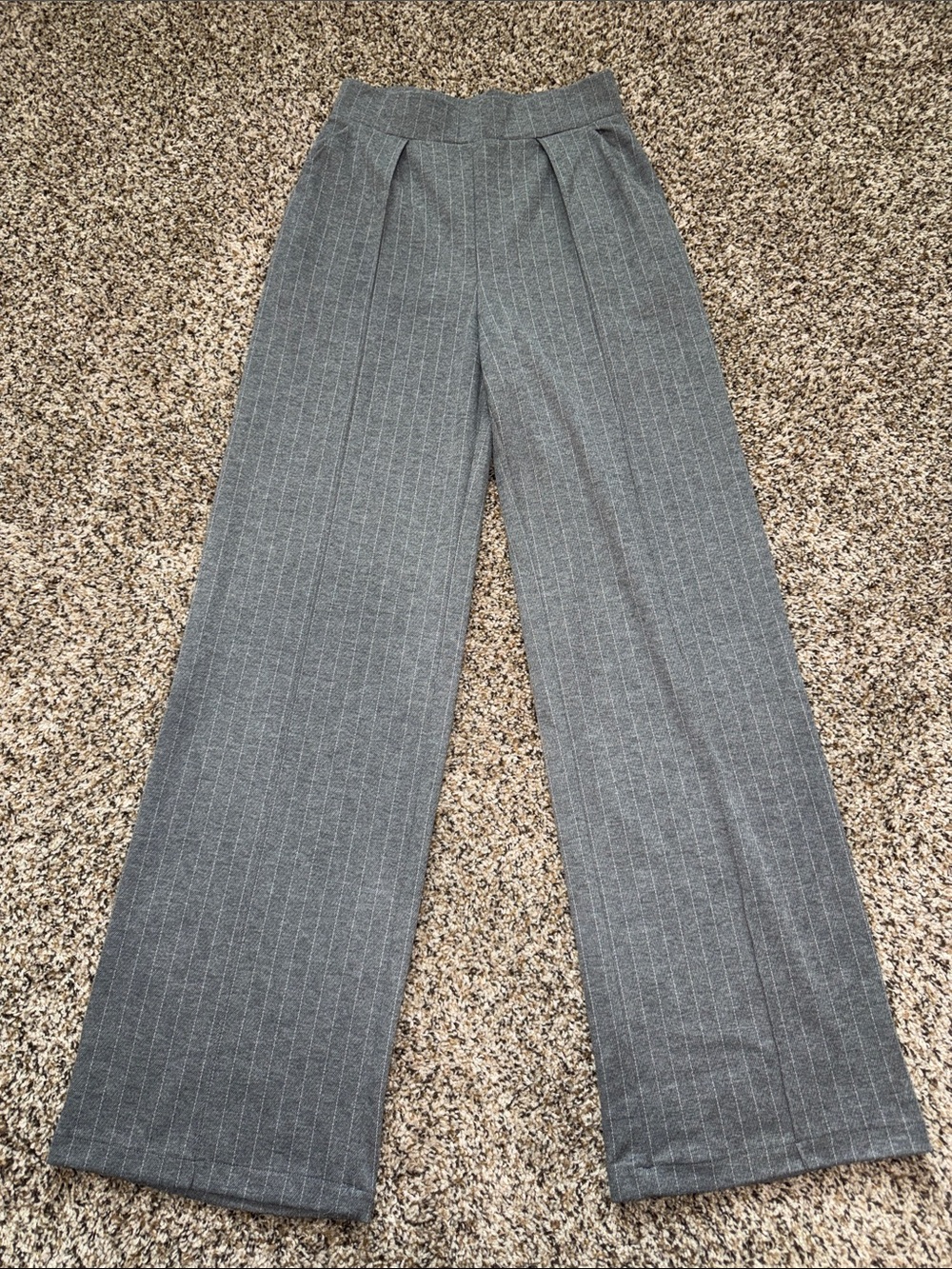 H&M Gray Pinstripe Wide-Leg Dress Pants